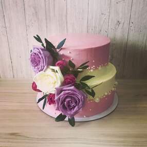 Свадебный торт с Живыми цветами №120205