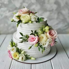 Свадебный торт с Живыми цветами №120218