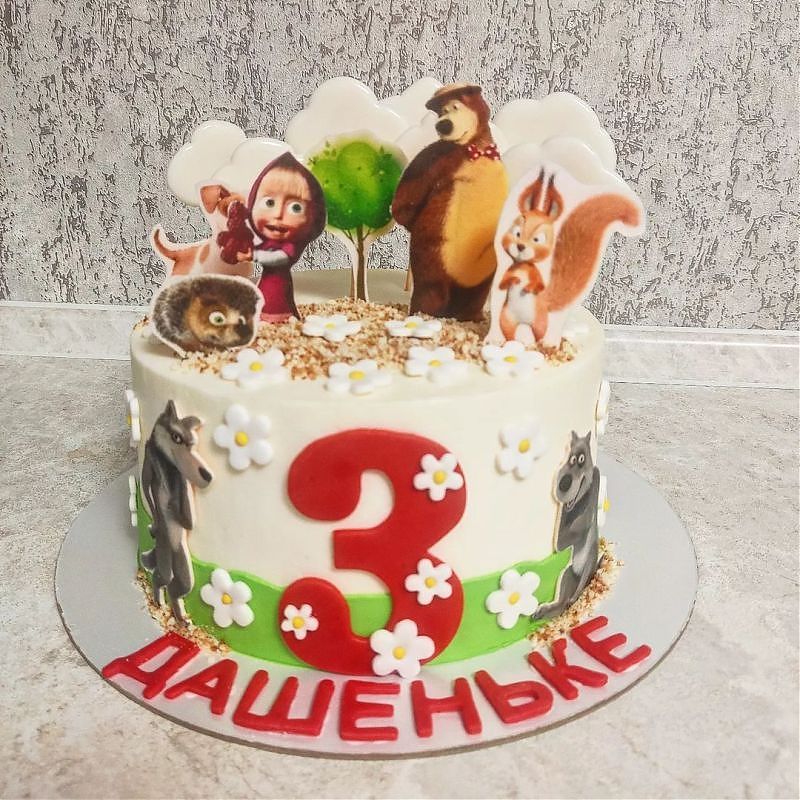 Торт Маша и Медведь на 3 года Дашеньке №290216