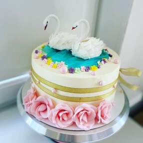 Свадебный торт с Лебедями №119714