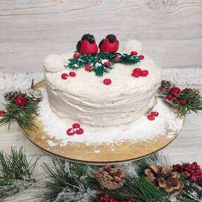 Торт со снегирями и рябиной №106115