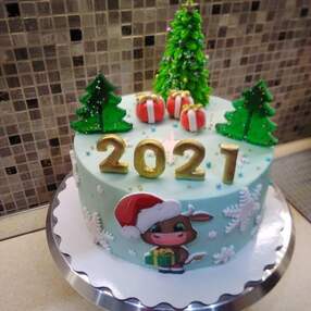 Торт новогодний с елочками №105804