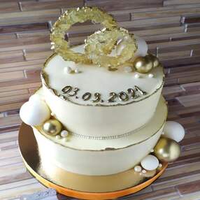 Свадебный торт с кольцами №119611