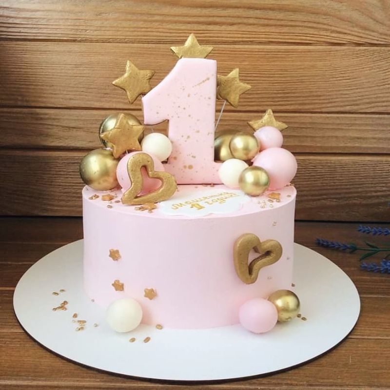 Торт на 1 годик девочке розовый №124101
