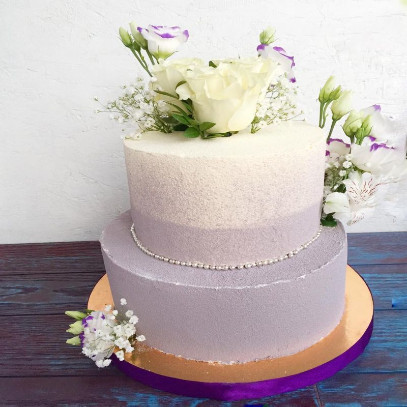 Лиловый свадебный торт №117810